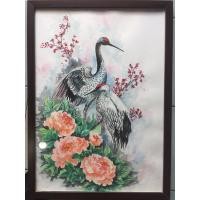 ราคา ภาพวาดนกกระเรียนคู่ ภาพวาดสีน้ำ ขนาด29.7x42 cm พร้อมกรอบกระจก สามารถเเขวนได้ตั้งได้ แข็งแรงสวยงาม (18095874432)