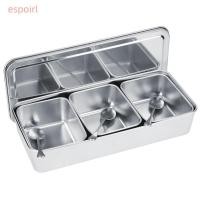 ราคา ESPOIR กล่องเครื่องปรุงรสสแตนเลส, สแตนเลสพร้อมฝาปิดชุดภาชนะเครื่องเทศ, ครัวเรือนพร้อมช้อน 3 ช่องเครื่องปรุงรส Organizer Jar สําหรับห้องครัว (49966845720)