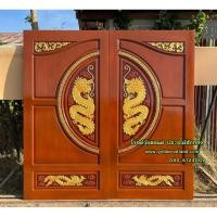 ราคา ประตูบ้านบานคู่ ขนาด 180x200 ไม้สักอบแห้ง (56405677296)