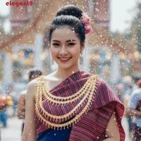 ราคา ELEGANT โซ่ไหล่สีทอง, Retro Metal Thai Crossbody Jewelry, Vintage Layered Necklace Multi-purpose Adjustable Dai Style Shoulder Chain The Water-Sprinkler Festival (56816396283)
