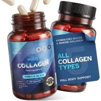ราคา Multi Collagen for Women & Men Hydrolyzed Bovine & Marine Collagen Type I II III V X with C Hyaluronic Acid Biotin Made in EU 120 แคปซูล (47564453198)