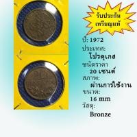ราคา เหรียญเก่า#14387 ปี1972 โปรตุเกส 20 CENTAVOS ของแท้ เหรียญสะสม เหรียญต่างประเทศ เหรียญหายาก (8831850960)