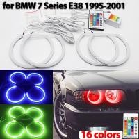 ราคา 16 สี RGB ผ้าฝ้าย LED Angel Eyes แหวนรีโมทคอนโทรลสําหรับ BMW 7 Series E38 740i 740iL 750i 750iL 730d 740d 728i 1995-2001 (56415406433)