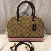 ราคา กระเป๋า Coach New‼️ของแท้% ทรงโดม มินิ ลายC ชมพูอ่อน/อะไหล่ทอง (938037838)