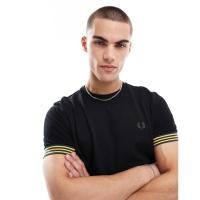 ราคา Fred Perry Stripe Cuff T-Shirt in Black (42151235142)