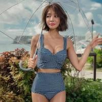 ราคา ชุดว่ายน้ำลายสก็อตชุดว่ายน้ำกางเกงเอวสูงเก็บพุง ทูพีช (27529516049)