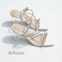 ราคา รองเท้าส้นแก้ว รองเท้าส้นสูง รองเท้าออกงาน สายเพชร (25387412584)