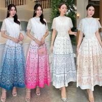 ราคา พร้อมส่ง ️เสื้อลูกไม้แขนสั้นแต่งระบาย มาพร้อมผ้าถุงสำเร็จ ชุดไทย ผ้าไทย ชุดลูกไม้ ทำบุญ ตักบาตร ไปวัด (27987394384)