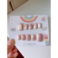 ราคา เล็บปลอมสีเจล สำเร็จรูป โทนชมพูสีลูกแก้ว❤️ตัดปลายสีทอง (4752099510)