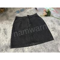 ราคา พร้อมส่ง ราคาถูก (มือ2) - กระโปรงยีนส์ ซิป กระดุมหน้า สีเทาดำ กระโปรงยีนส์ทรงเอเอวสูงแฟชั่น (22901201610)
