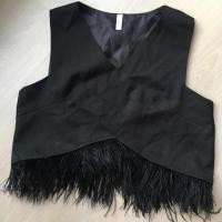 ราคา เสื้อ top สีดำ ปลายพู่ขนนกฟรุ้งฟริ้ง เรียบหรู ดูแพง (89942760)