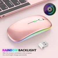 ราคา เมาส์ไร้สายแบบชาร์จได้ บางเบา ไฟ LED 2.4GHz บลูทูธ 5.2 เงียบ สําหรับแล็ปท็อป วินโดวส์ แมค พีซี (29191591607)