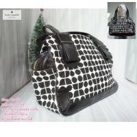 ราคา Kate Spade แท้ ผ้าทอลาย แต่งขอบ หู หนังแท้ ทรงถือ สะพายไหล่ได้มือสอง (28250924117)
