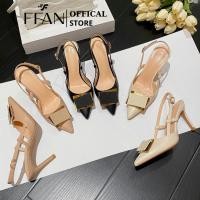 ราคา รองเท้าเปิดส้นหัวแหลมผู้หญิง[หนังแท้]ส้นเข็มฉลุลาย238-ข7สายรัดหัวปิดสีดําสีขาวเบจน้ํานม FFAN เก็บ (25629613649)