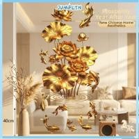 ราคา JUMPLYN Flower Koi Sticker, Plastic Effect Golden Lotus Wall Sticker, Anti-static Chinese Style สติ๊กเกอร์ตกแต่งสําหรับห้องน้ําห้องนั่งเล่นและห้องนอน (56017108496)