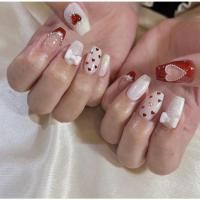 ราคา เล็บเจล สีแดง ขาวนม น่ารักละมุน เกาหลีเกาใจ (22681335540)