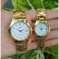 ราคา Casio นาฬิกาคู่รัก รุ่น MTP-1170N-7A และ LTP-1170N-7A สายแสตนเลสสีทองหน้าปัดขาว สุดหรู ของแท้ 100% ประกันศูนย์ 1ปี (10820873791)
