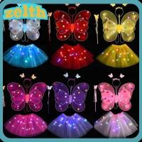 ราคา ZELTH LED เด็กเครื่องแต่งกาย Props เจ้าหญิงผม Hoop ไฟชุด 2-8 ปีชุดแฟนซีชุด Angel Luminous Wings (49117776412)