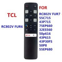 ราคา ราคา RC802V FUR6 ใหม่ Google Assistant Voice รีโมทคอนโทรลสําหรับ TCL TV 55C715 43P715 55EP680 50P8 50p616 เปลี่ยน RC802V FMR7 (56414659419)