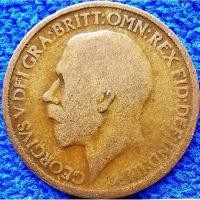 ราคา เหรียญ​อังกฤษ​อายุ​100​กว่า​ปี​ UK,1/2 Penny, (ยุค​ George​ V), #​1771T, ใช้แล้ว (15069741663)