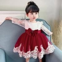 ราคา [01162-OK] ❝สีแดง/สีชมพูกลีบบัว/สีชมพู/สีขาว/สีฟ้า❞ ชุดออกงานเด็กหญิง ชุดราตรีเด็ก ทรงสั้น แขนยาวลูกไม้เนื้อนิ่ม (17398781607)