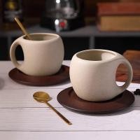 ราคา Creative Ceramic Ice Coffee Cup Milk Couples Handgrip Cup Handmade Hot Chocolate Tea Cup Office Mug Gift for Friends (29113975394)