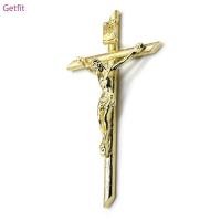 ราคา GETF คาทอลิกอธิษฐาน Crucifix จี้ 24K Gold Plated DIY เครื่องประดับคริสต์พระเยซูสร้อยคอ Amulet Crucifix 4 6x8 1 ซม.Penda (54567899808)