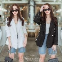 ราคา Blazer เสื้อสูท แต่งกระดุมมุกเรียง ❤ Minicloset (4557442527)
