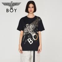 ราคา Boylondon Official Bronzing Big Eagle Print Couple Outfit Short Sleeve T-shirt Men's Women's T-shirt (6870202735)