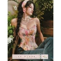 ราคา 【รุ่นร้านค้าเรือธง】LaceMade Fire Cloud สไตล์ฝรั่งเศส โรแมนติกประณีต ลายภาพวาดสีน้ำมัน เสื้อครอปเซ็ตลูกไม้ทรงฟิชโบน (48516105169)