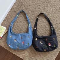 ราคา [สีน้ําตาลน้อย] กระเป๋าสะพายข้างผ้ายีนส์ลายเห็ดมีซิป (46152447389)