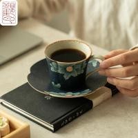 ราคา บริสุทธิ์มือวาดถ้วยกาแฟสีฟ้าสีขาวหินเหล็กไฟแดง เคลือบด้านล่าง สีถ้วยน้ําพร้อมจานรองครัวเรือน ถ้า ฟู ชุดชาเซรามิคดื่มชาถ้วย [เจจ011-01] (58064875663)