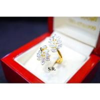 ราคา S.R. แหวนทองใบมะกอก แหวนเพชร เม็ดละ 0.05 กะรัต เพชรน้ำ100 ขาวสวยไฟดี พร้อมใบรับรองสินค้า เคลือบทองคำแท้100% (24989683715)