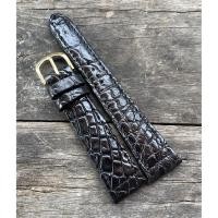ราคา Huncroc สายนาฬิกาหนังจระเข้แท้100% สีดำ 20มิล (7217994509)
