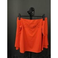 ราคา เสื้อปาดไหล่สีส้มแขนปลายบาน (28221652599)
