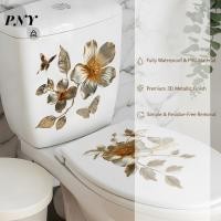 ราคา [PNY] Golden Floral Butterfly Toilet Stiers กันน้ํา Self-Adhesive ทนทาน Decals สําหรับตกแต่งผนังบ้าน VN (54367788113)