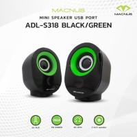 ราคา ลำโพงคอมพิวเตอร์ mini Speaker USB Port ยี่ห้อ MACNUS รุ่น ADL-S318 Black/Green (15211351540)
