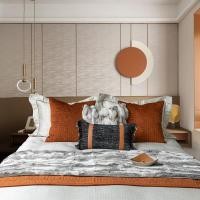 ราคา ชุดเครื่องนอนและเฟอร์นิเจอร์ตกแต่งสีส้มสไตล์โมเดิร์นหรูหราสำหรับบ้านตัวอย่างและโชว์รูม ประกอบด้วยชุดสี่ชิ้นพร้อมหมอนอิงและผ้าปูเตียง (26445524273)