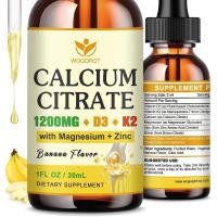 ราคา Liquid Calcium Citrate 1200mg พร้อม D3 for Women & Men 30mL (2แพ็ค) | WOGORGT Sugar Liquid Calcium Citrate with Magnesium D3 K2 B & Tooth port Banana Flavour (50967618988)