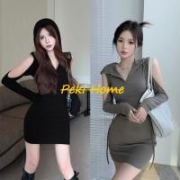 ราคา เดรสมีฮูดแขนยาว ทรงเข้ารูป สไตล์แฟชั่น ฤดูใบไม้ร่วง (29120797317)