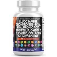 ราคา Glucosamine Chondroitin MSM อาหารเสริมคอลลาเจนสําหรับผู้หญิงและผู้ชายที่มีขมิ้นชัน Curcumin คอลลาเจน กรดไฮยาลูโรนิก บอสเวลล์ia Omega 3 Knee Flexibility Support Complex Vitamin (46267776409)