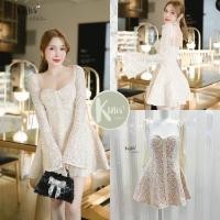 ราคา Kulist เดรสผ้าลูกไม้สั้นแขนยาว ตัดต่อแขนสายไหล่ผูกโบว์และตัวสายเป็นผ้าลูกไม้ยืด ตัดต่อแขนด้วยผ้าเดียวกัน (28820839316)