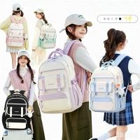 ราคา Macaron Contrast Color Sweet Backpack เวอร์ชั่นเกาหลี ins Style All-Match Casual Bag Selected High-Quality Soft Waxy Fabric Backpack สบาย Breathable จี้การ์ตูนน่ารักและริบบิ้นตกแต่งขนาดใหญ่ความจุ Mult