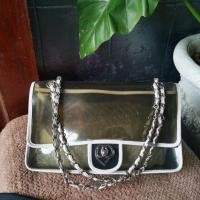 ราคา Chanel 2.55 Reissue โปร่งใส Classic Heart Flap Vintage White Grey Clear Bag (8186238785)