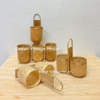 ราคา (Rattanvintage) ไม้ไผ่ช้อนส้อมผู้ถือตะเกียบกล่องดินสอ Bekas Buluh Sudu ที่ใส่ช้อนส้อมในครัว (47755813120)