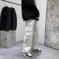 ราคา Multi-Pocket White Overalls Mens Street Wear ins Hong Kong Style Casual Ankle-Length Pants High Street Function Drawstring Drawstring (26644507569)