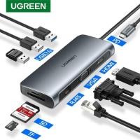 ราคา Ugreen 9 in 1 USB C Adapter Hub Gigabit Ethernet 4K HDMI VGA SD TF reader USB 3.0 (7041682974)