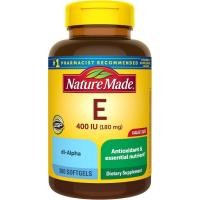 ราคา Nature Made วิตามินอี 180 มก. (400 IU) dl-Alpha, ผลิตภัณฑ์เสริมอาหารสําหรับพอร์ตต้านอนุมูลอิสระและผิว, 300 ซอฟท์เจล, 300 วัน ply (48717648797)