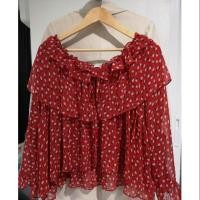ราคา เสื้อชีฟองสีแดงลายดอกไม้ (มือสอง) (1918606114)