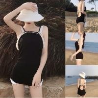 ราคา SHOP_MKLชุดว่ายน้ำสีกรม ชุดว่ายน้ำ bikini ชุดว่ายน้ำวันพีช หลังสวย เซ็กซี่ สไตล์เกาหลี #YM229 (23519958238)